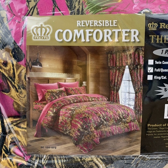 Hot Pink Camo Camouflage Full Queen Size Comforter - Picture 3 of 6
